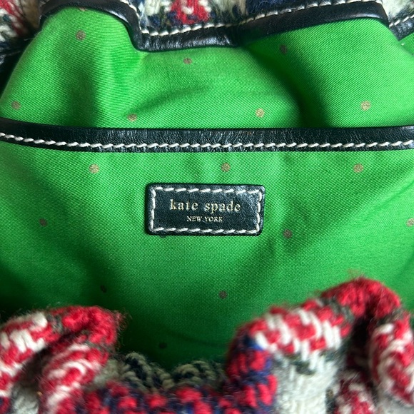 Kate Spade wool plaid wooden handle bag - Picture 5 of 5
